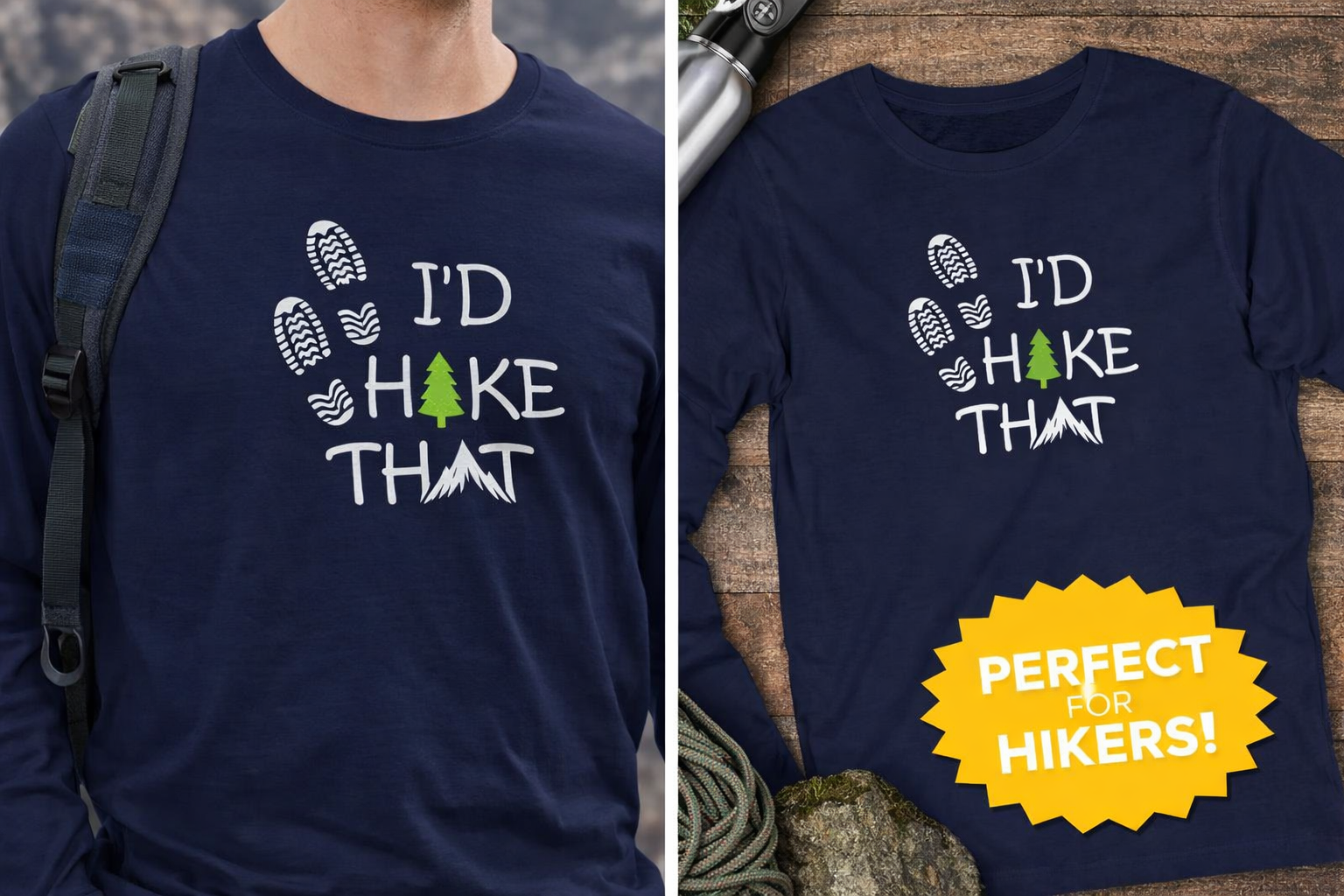 I'd Hike That Shirt | Hiking Lover Tee | Outdoor Adventure Shirt | Nature Hiker Gift | Trail Lover Tee | 7 colors - 100% cotton