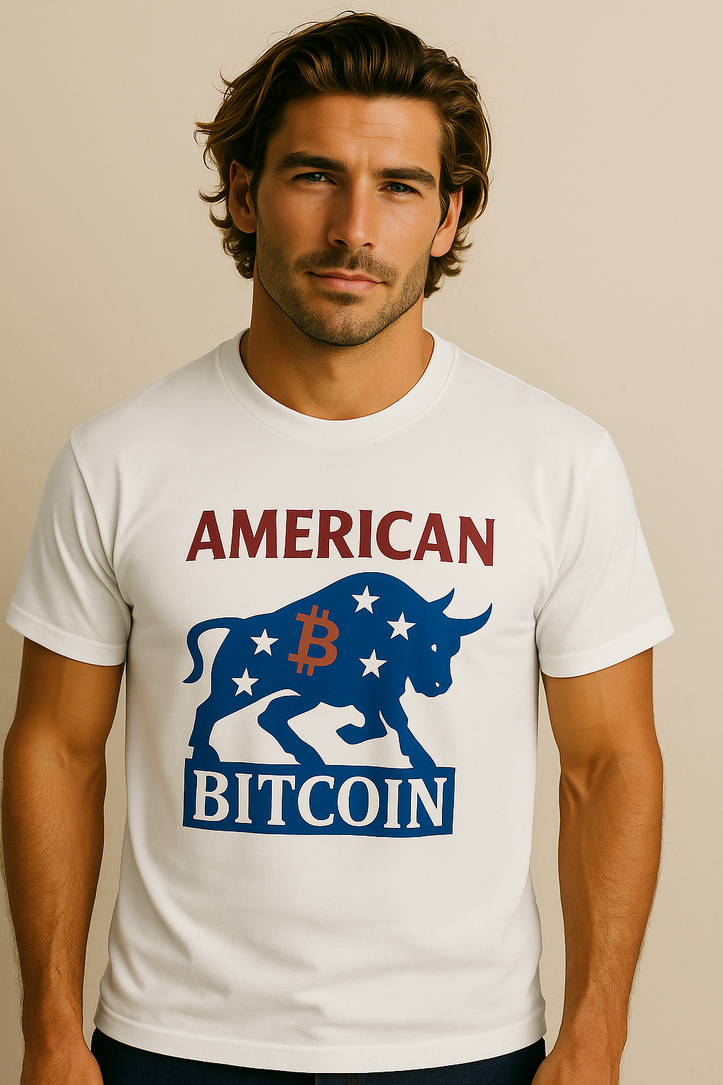 American Bitcoin - Red, White & Bull T-Shirt Tee | 5 colors - 100% cotton