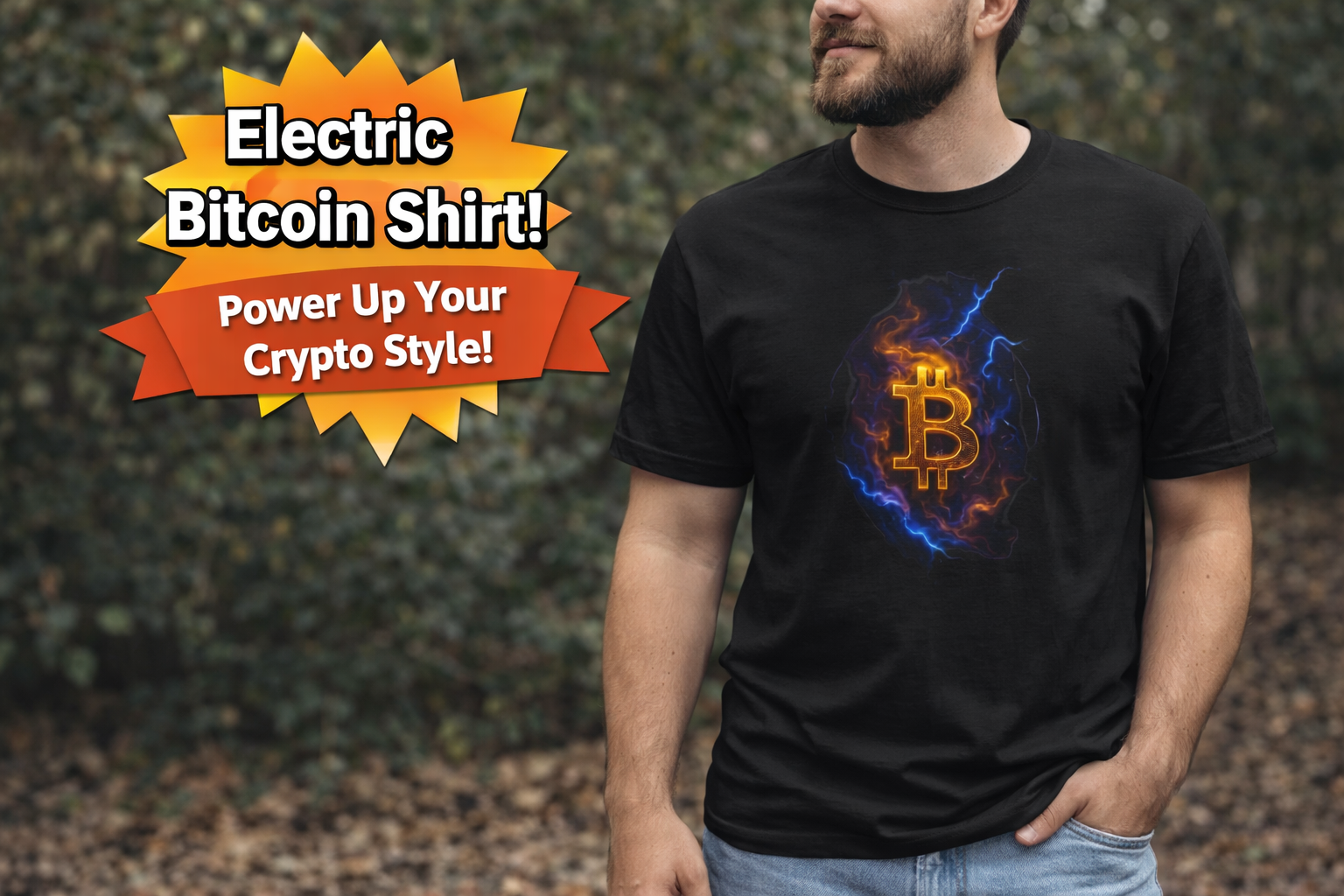 Electric Gold Lightning Bitcoin Tee | Crypto Power Unleashed - BTC Tee | 3 colors - 100% cotton