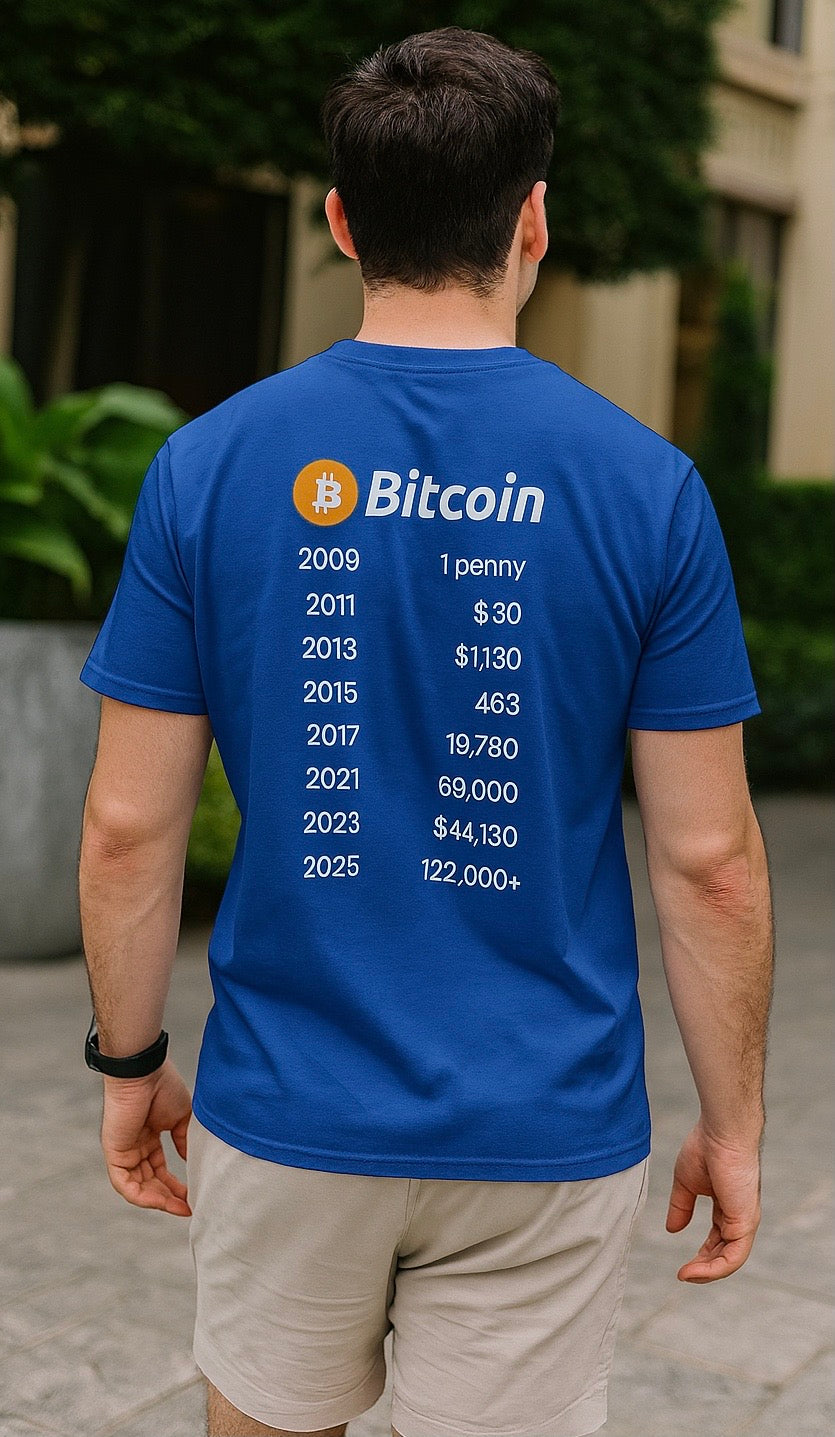 Bitcoin All-Time Highs Timeline T-Shirt | Own a piece of Bitcoin history ... on a tee | 6 colors - 100% cotton