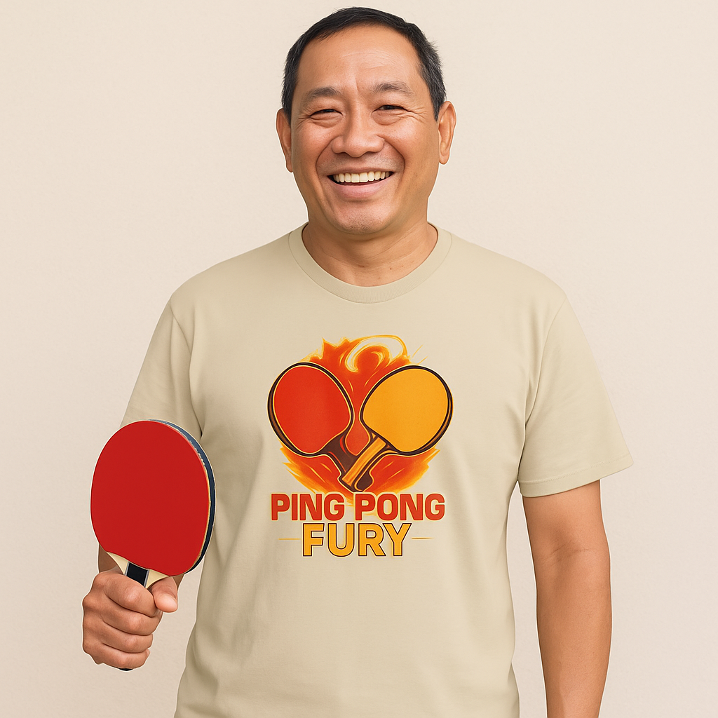 Ping Pong Fury T-Shirt | Competitive Table Tennis Paddle Design | 6 colors - 100% cotton