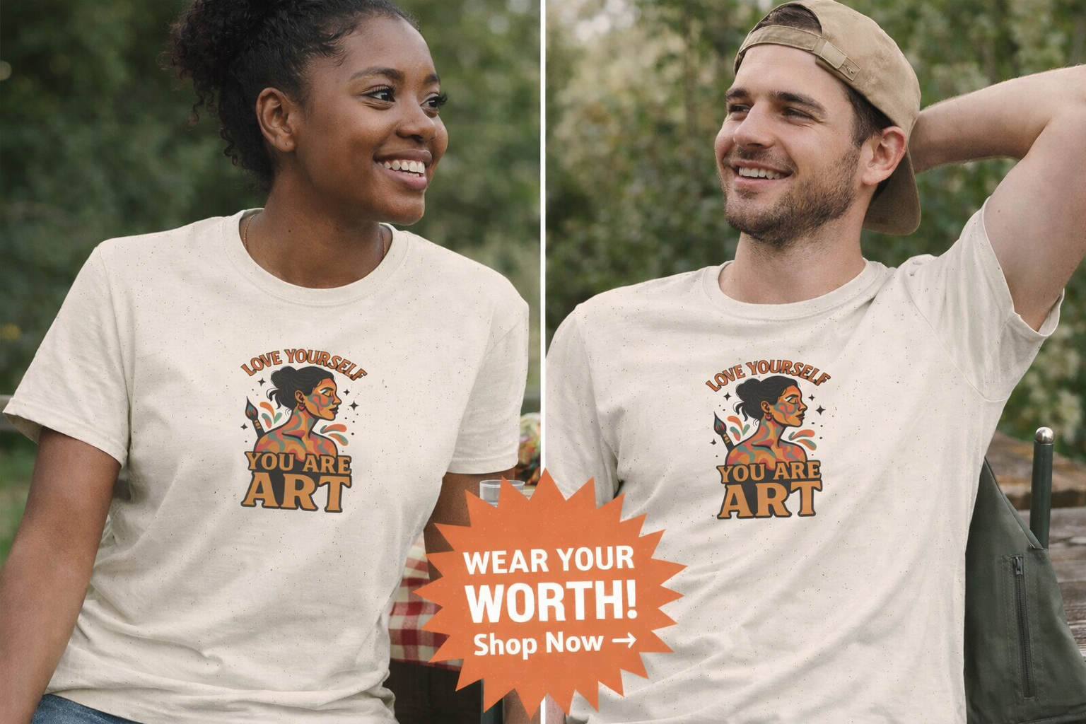 Love Yourself You Are Art T-Shirt | Inspirational Graphic Tee for Women | Retro Self Love Shirt | 8 colors - 100% cotton