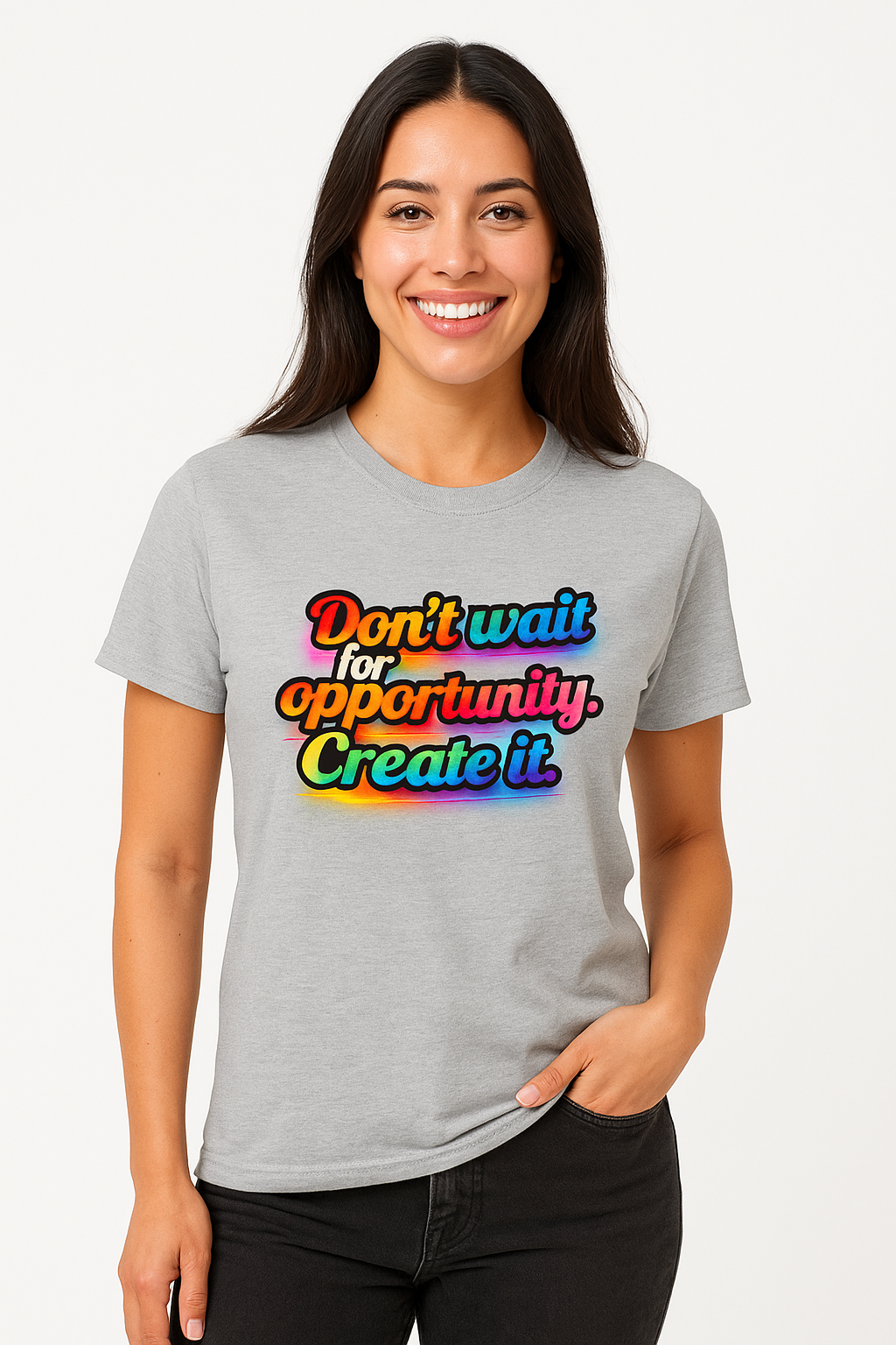 Create Your Opportunity | Bold Motivational Rainbow Typography Tee | 5 colors - 100% cotton