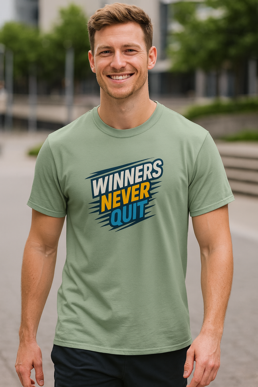 Winners Never Quit Motivational T-Shirt | Gym Fitness Unisex Tee | Inspirational Workout Shirt | 6 colors - 100% cotton