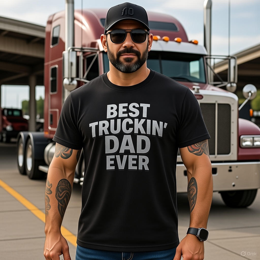 Best Truckin' Dad Ever T-Shirt | Father's Day Gift for Trucker Dads with Attitude | 6 colors - 100% cotton