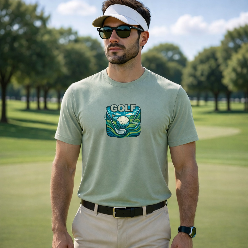 Retro Graphic Golf Tee with Club and Ball Design | Perfect Gift for Golf Enthusiasts | 4 colors - 100% cotton