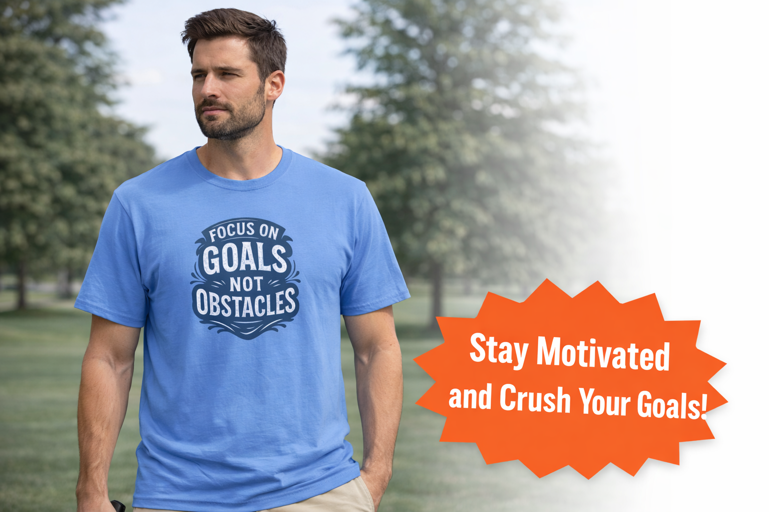 Focus on Goals Not Obstacles T-Shirt | Motivational Stay Driven with our Bold Motivational Tee | 5 colors - 100% cotton