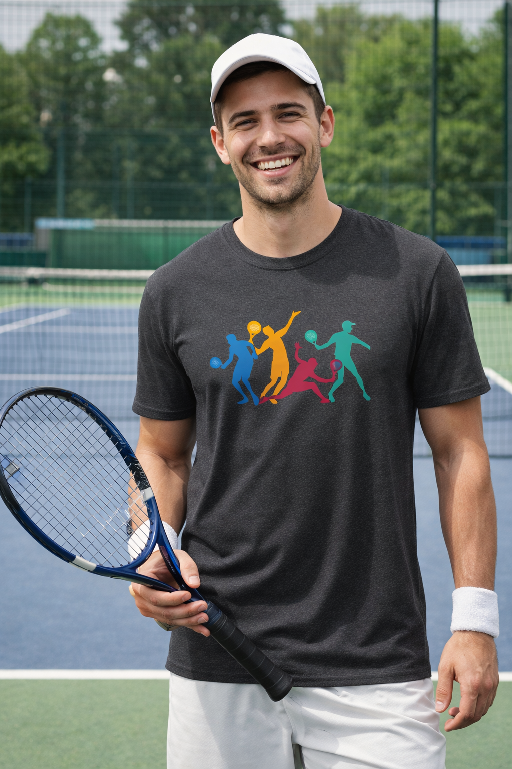 Colorful Tennis Silhouette T-Shirt | Modern Tennis Player Graphic Tee | Unisex Sports Shirt | Tennis Lover Gift | 3 colors - 100% cotton