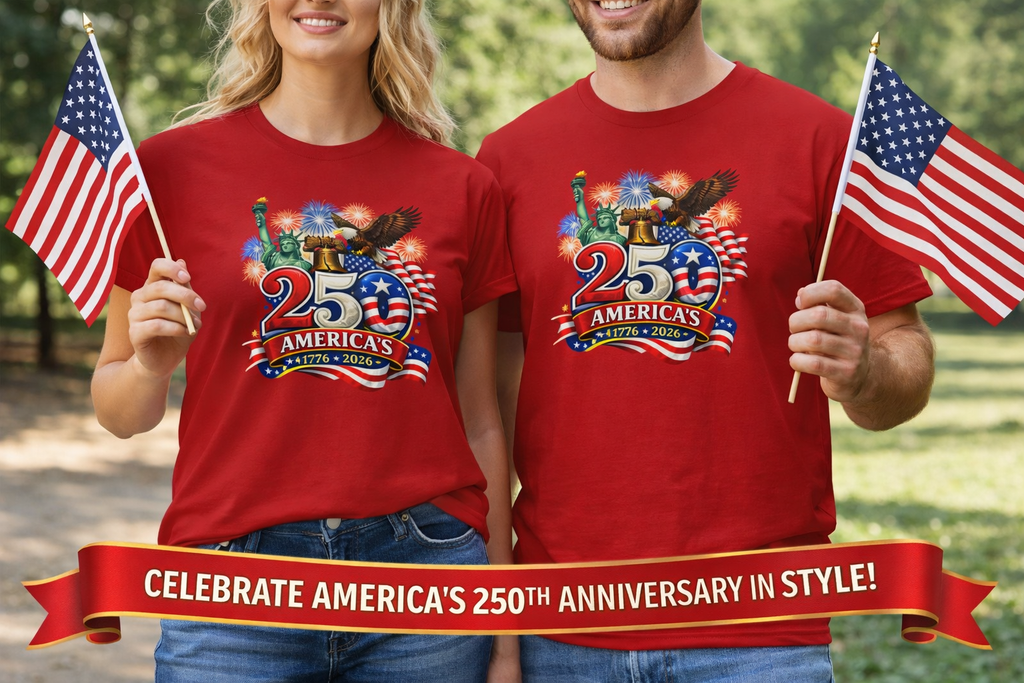 America 250 Shirt | Patriotic 1776-2026 TShirt | USA Anniversary Tee | Fourth of July Shirt | Red White Blue Tee | 7 colors - 100% cotton
