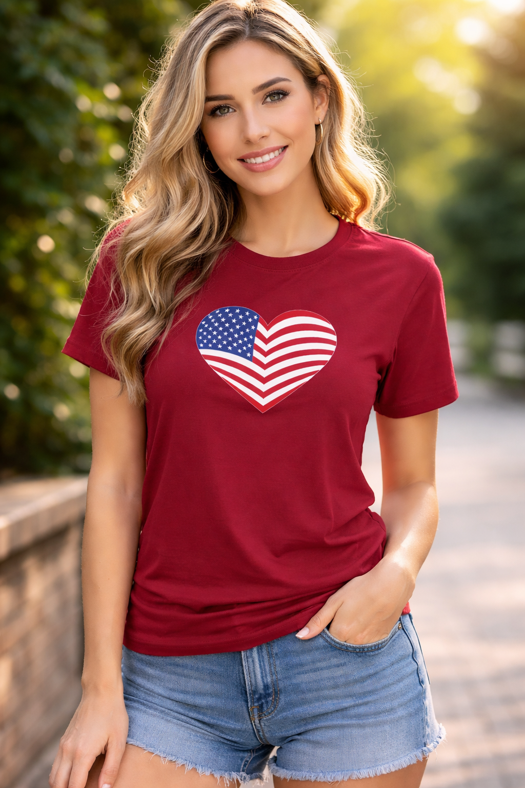 American Flag Heart TShirt | Patriotic USA Love Tee | Red White Blue Graphic Tee | Summer USA Shirt | 4 colors - 100% cotton