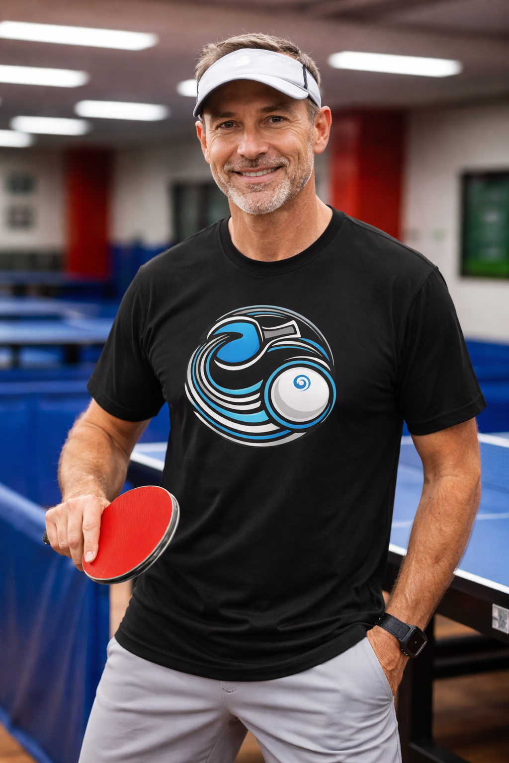 Table Tennis Paddle Spin T-Shirt | Ping Pong Player Shirt | Modern Table Tennis Graphic Tee | 5 colors -  100% cotton