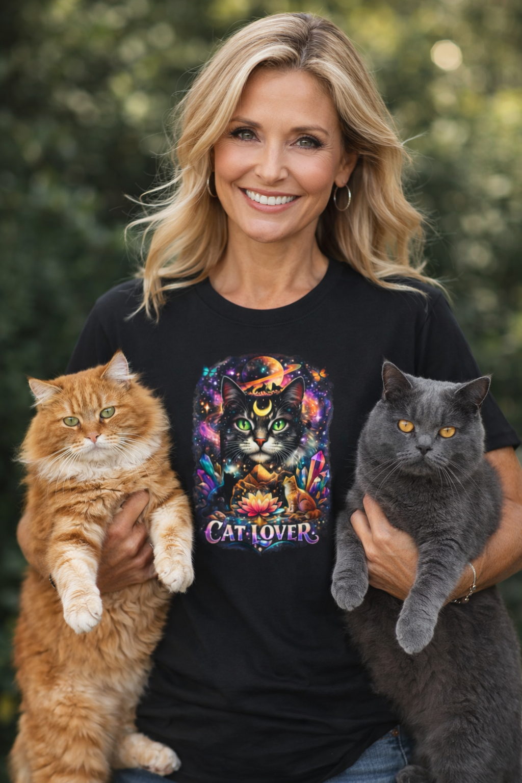 Mystical Cat Lover T-Shirt for Women  | Cat Mom Shirt | Gift for Cat Lovers | Boho Fantasy Art Top | 7 colors - 100% cotton