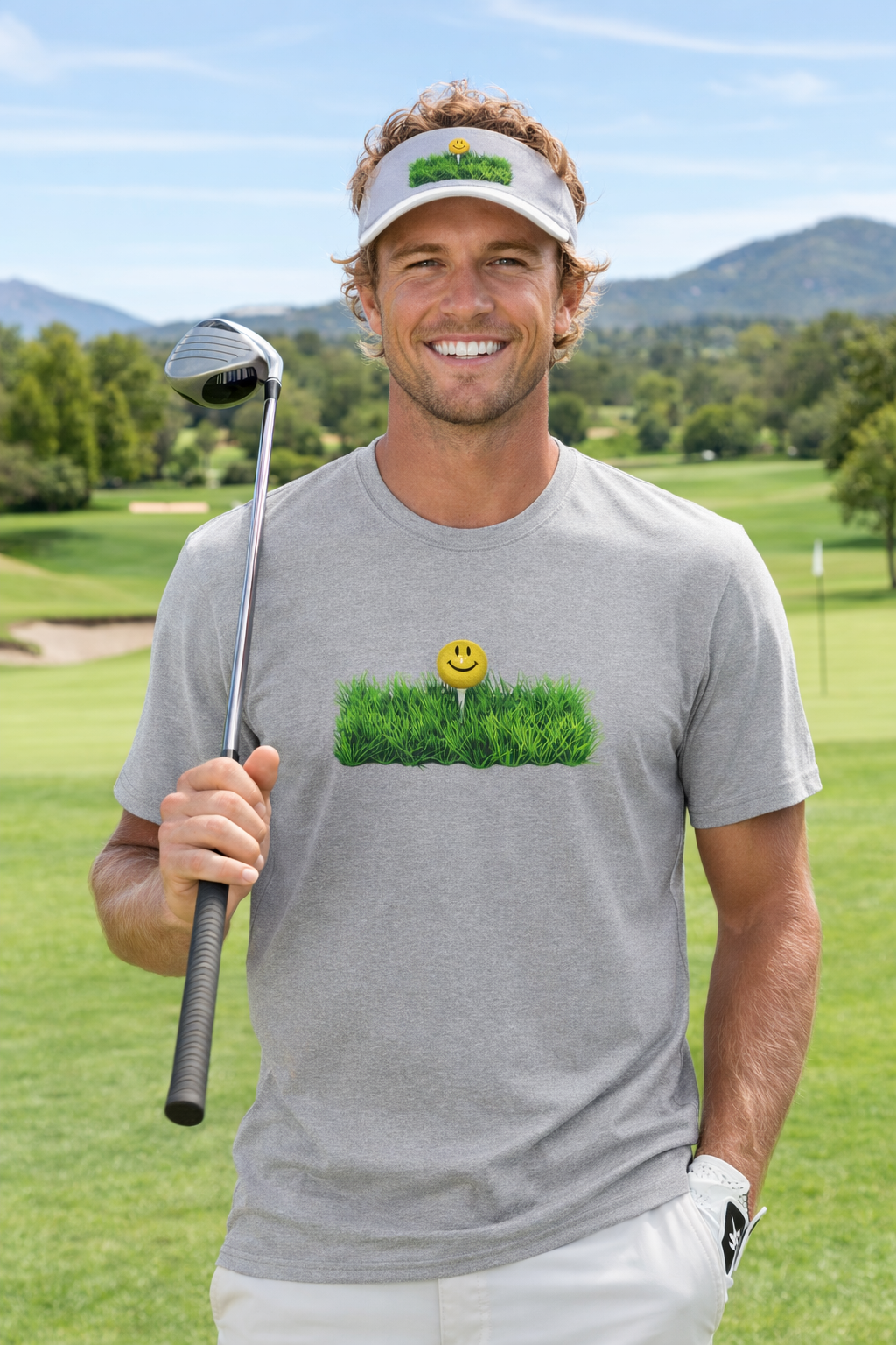 Smiley Face Golf Tee Shirt | Happy Golfer Graphic Tee | Fun Golf Course Vibes | Gift for Golf Lovers | 6 colors - 100% cotton