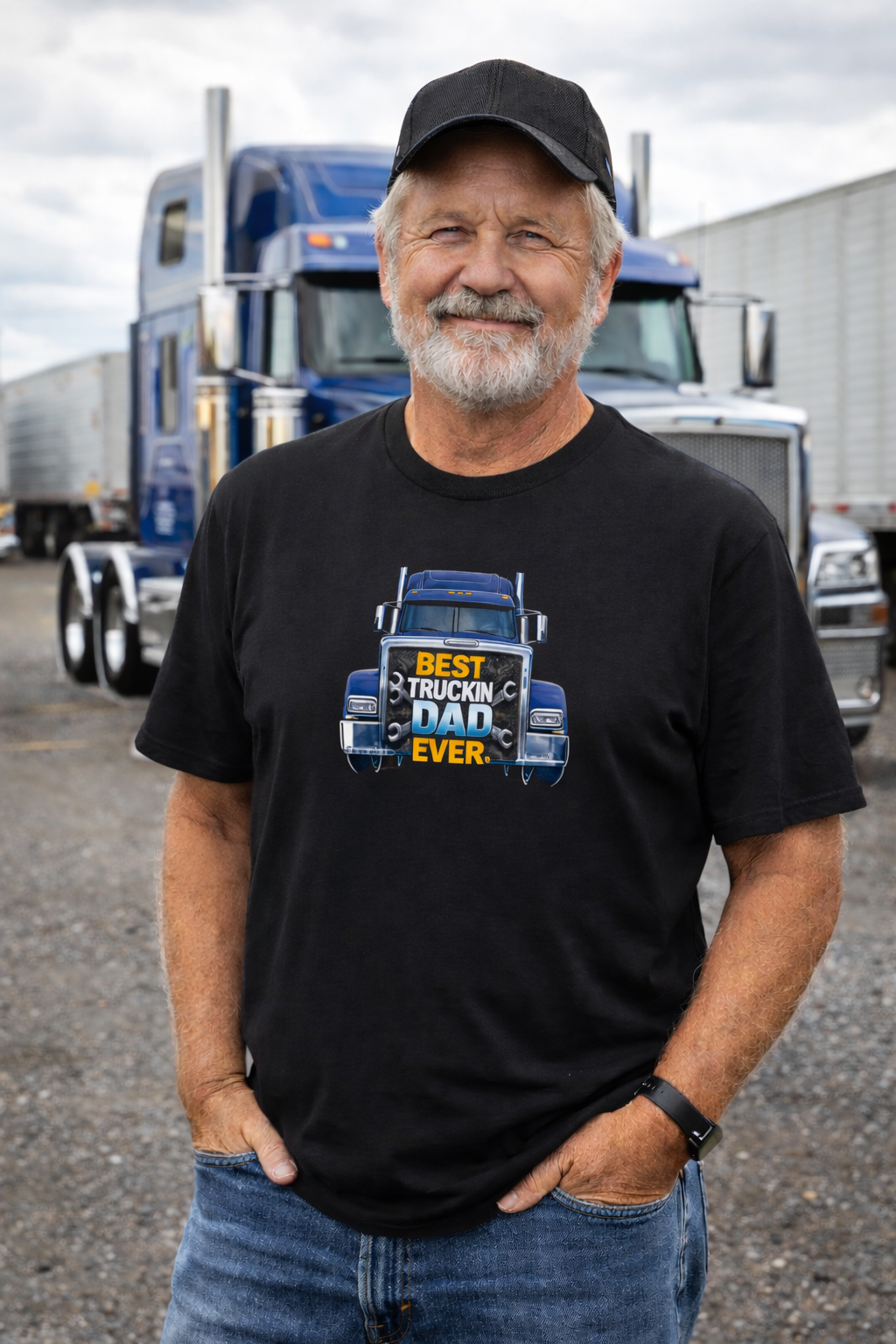 Best Truckin Dad Ever T-Shirt | Trucker Dad Shirt | Father's Day Gift for Truck Drivers | Funny Dad Truck Shirt | 5 colors - 100% cotton