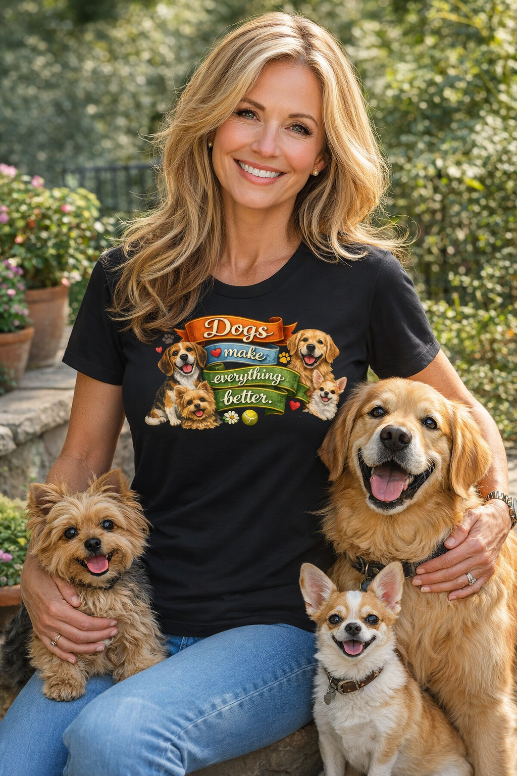 Dogs Make Everything Better T-Shirt | Dog Lover Shirt for Women | Gift for Dog Owners | Pet Lover Graphic Tee | 6 colors - 100% cotton