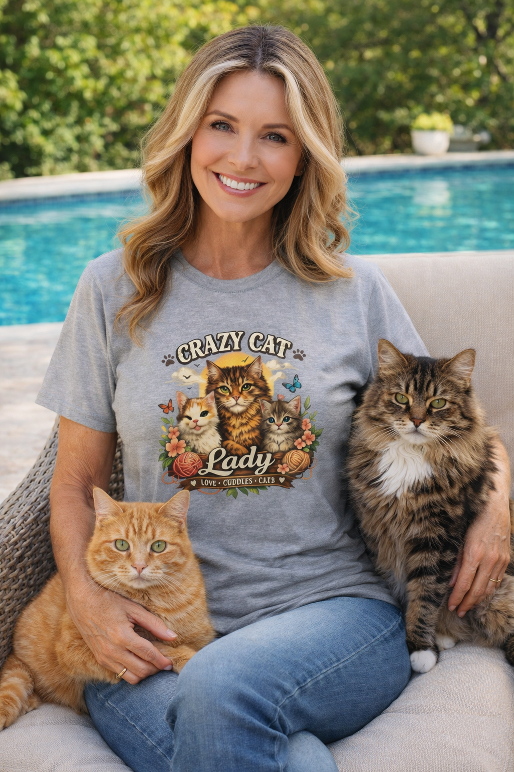 Crazy Cat Lady T-Shirt | Funny Cat Lover Shirt | Cat Mom Tee | Cute Cat Graphic Shirt | Gift for Cat Lovers | 7 colors - 100% cotton