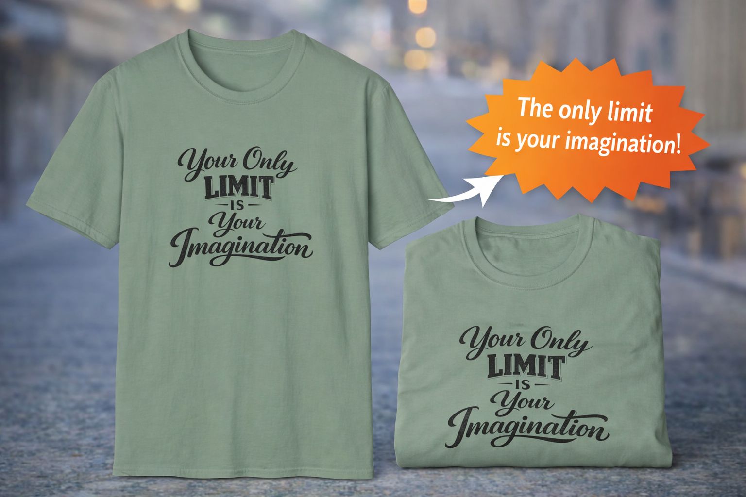 Your Only Limit Is Your Imagination | Motivational Quote T-Shirt | Inspirational Typography Tee | 7 colors - 100% cotton