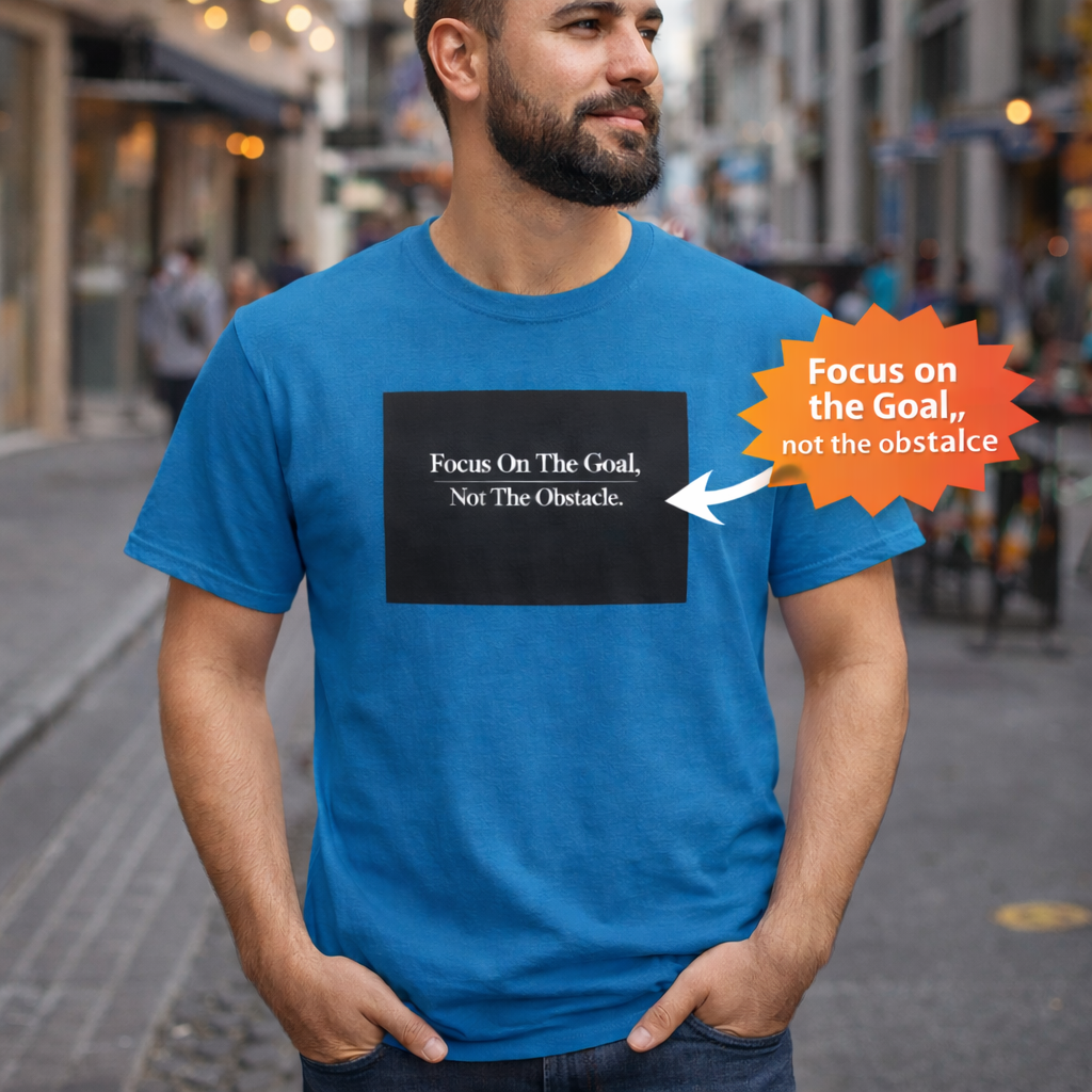 Focus On The Goal Not The Obstacle Shirt | Motivational Quote Tee | Mindset T-Shirt | Everyday Encouragement Gift | 6 colors - 100% cotton
