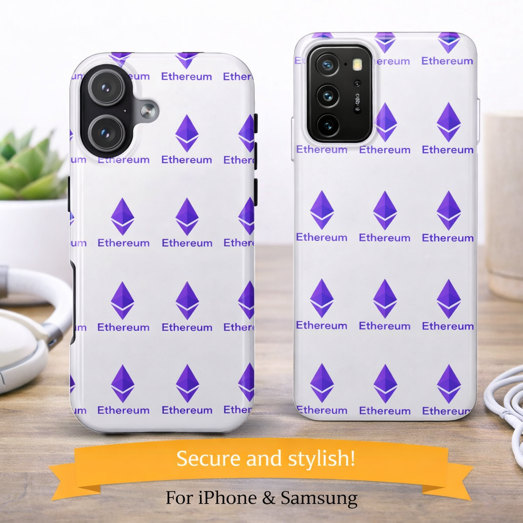 Ethereum Tough Phone Case | Crypto iPhone Samsung Case | Glossy Protective Phone Cover | Impact Resistant ETH Case