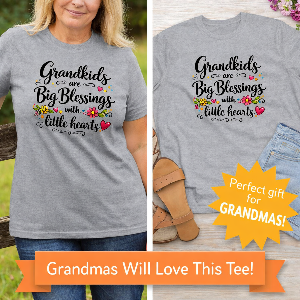 Grandkids Are Big Blessings Shirt |Grandma Gift Shirt | Womens Grandma Tee | Nana Mimi Gift | 6 colors - 100% cotton