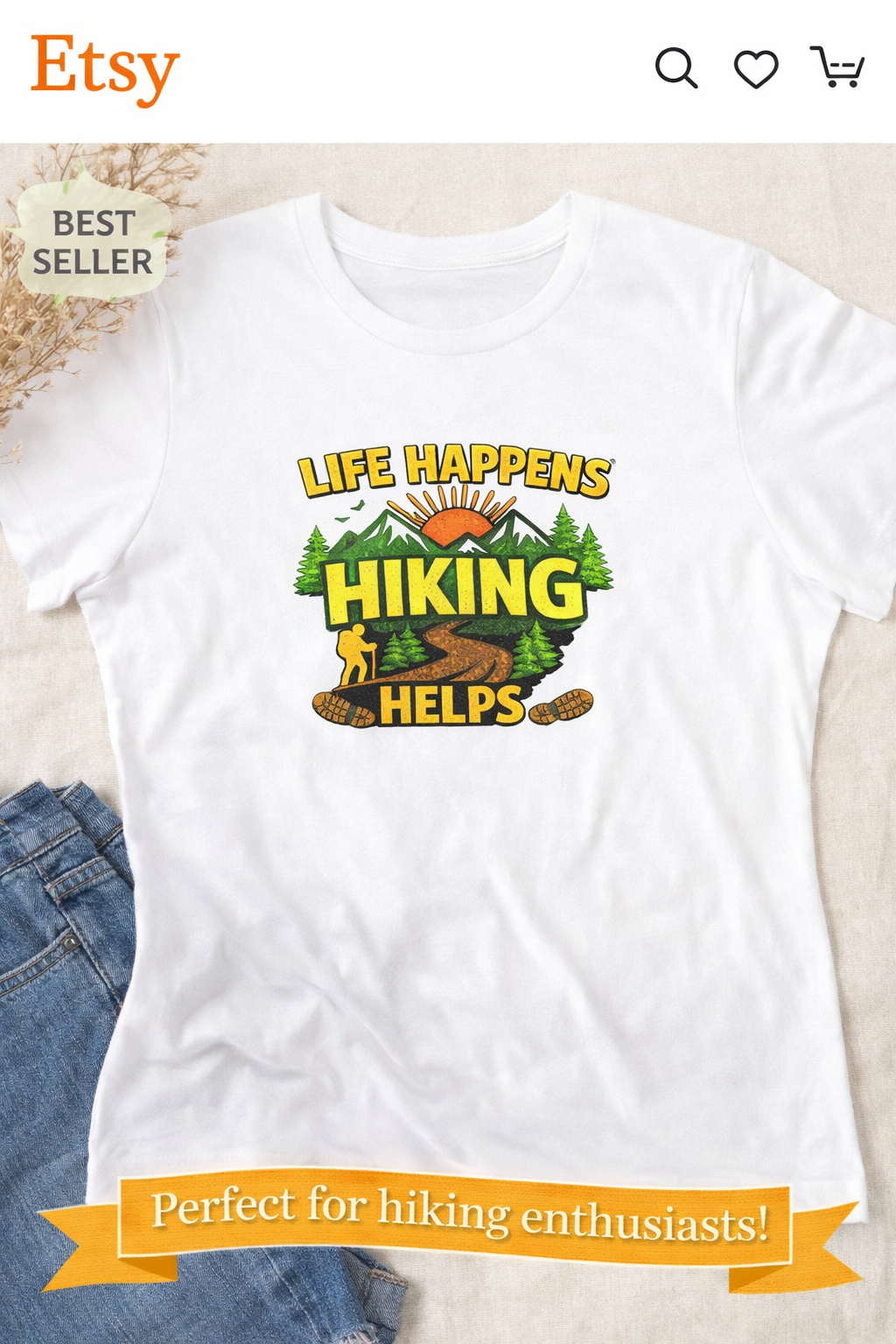 Life Happens Hiking Helps Shirt | Women's Hiking Lover Tee | Nature Lover Gift | Mountain Hiking Shirt | 6 colors - 100% cotton