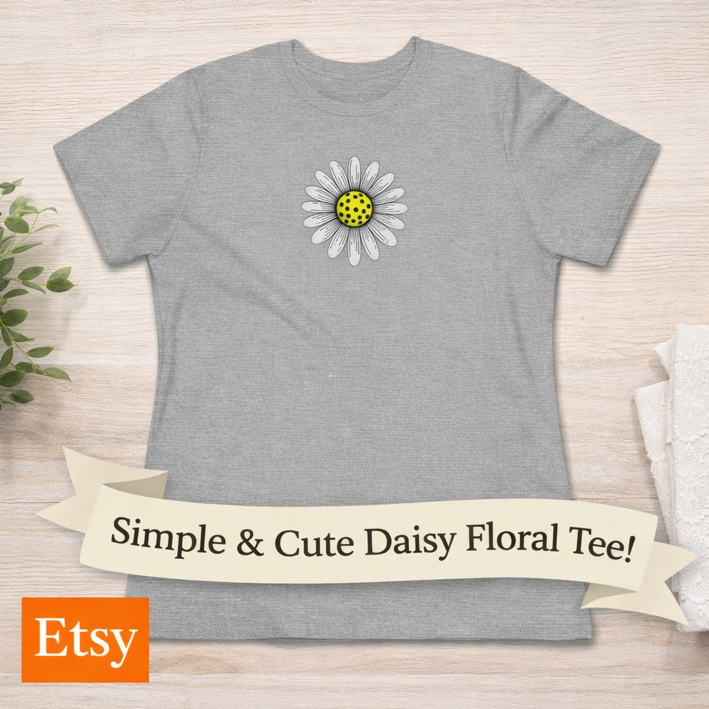 Pickleball Daisy Flower Shirt | Pickleball Lover Gift | Cute Pickleball Graphic Tee | Pickleball Player Apparel | 7 colors - 100% cotton