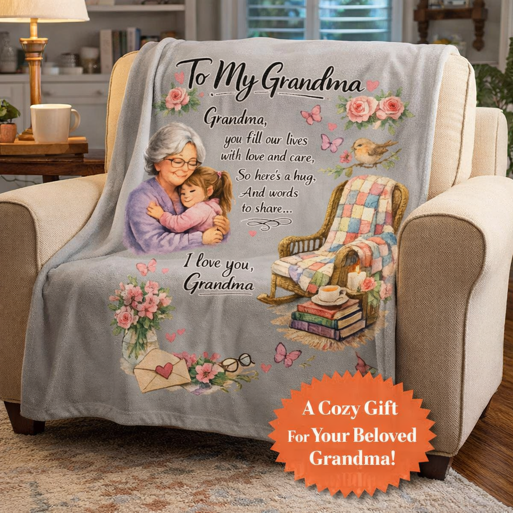 Wrap Grandma in Love Literally | Grandma Blanket Throw | Cozy Gift from Grandchild | Grandma Birthday | 50" x 60"