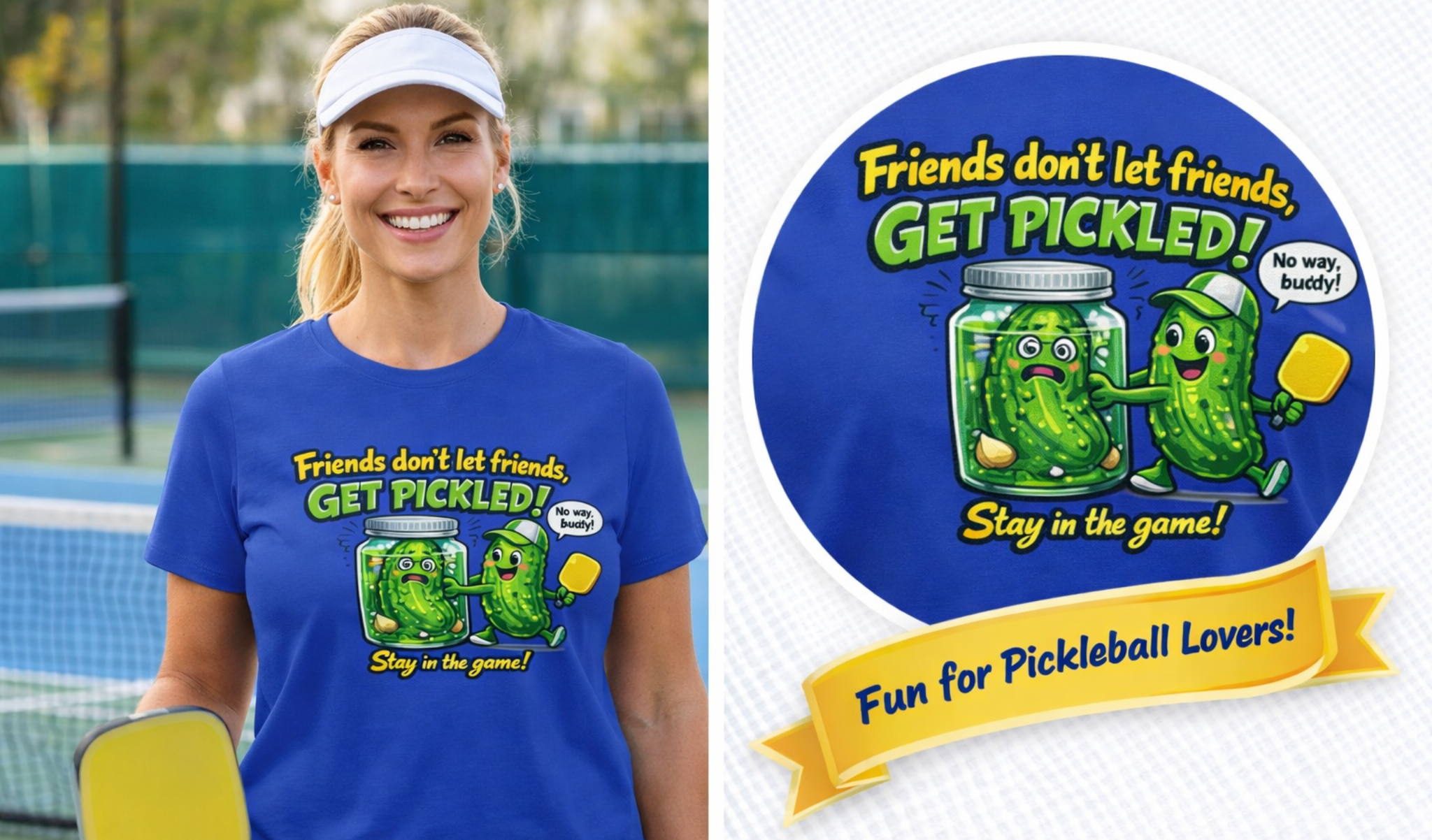 Friends Don't Let Friends Get Pickled Women's Tee | Funny Pickleball Lover Gift | Pickleball Humor Shirt | 7 colors - 100% cotton