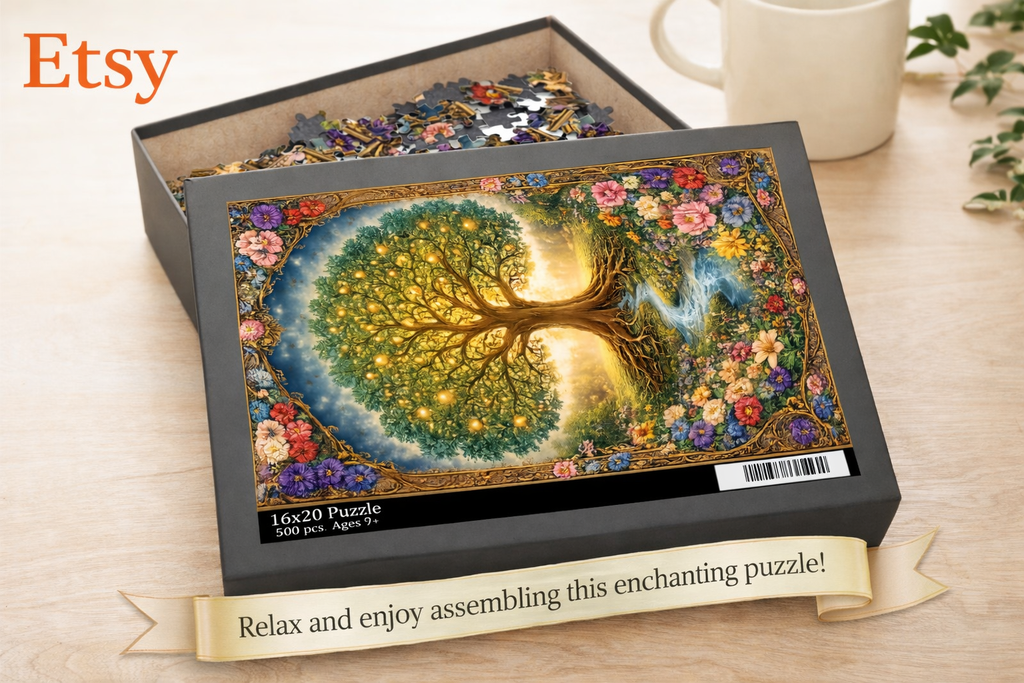 500 Piece Tree of Life Puzzle | Nature Jigsaw Puzzle | Colorful Floral Landscape Puzzle | Relaxing Adult Puzzle Gift | 16 x 20 | 500 pieces