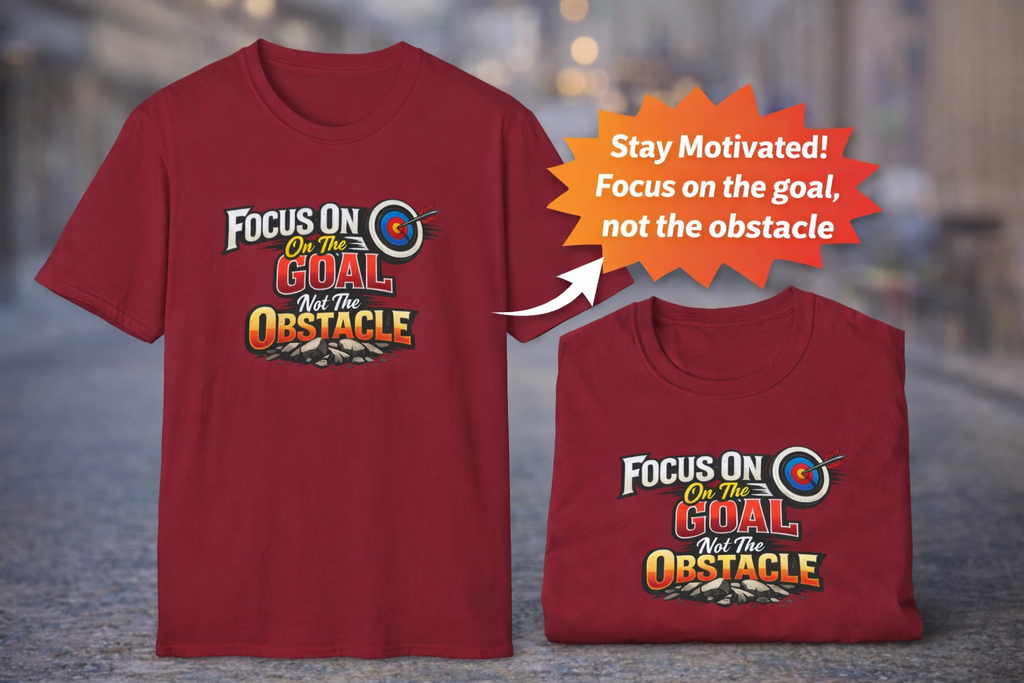 Focus On The Goal Not The Obstacle T-Shirt | Motivational Quote Shirt | Inspirational Graphic Tee | Mindset Success Shirt - 100% cotton