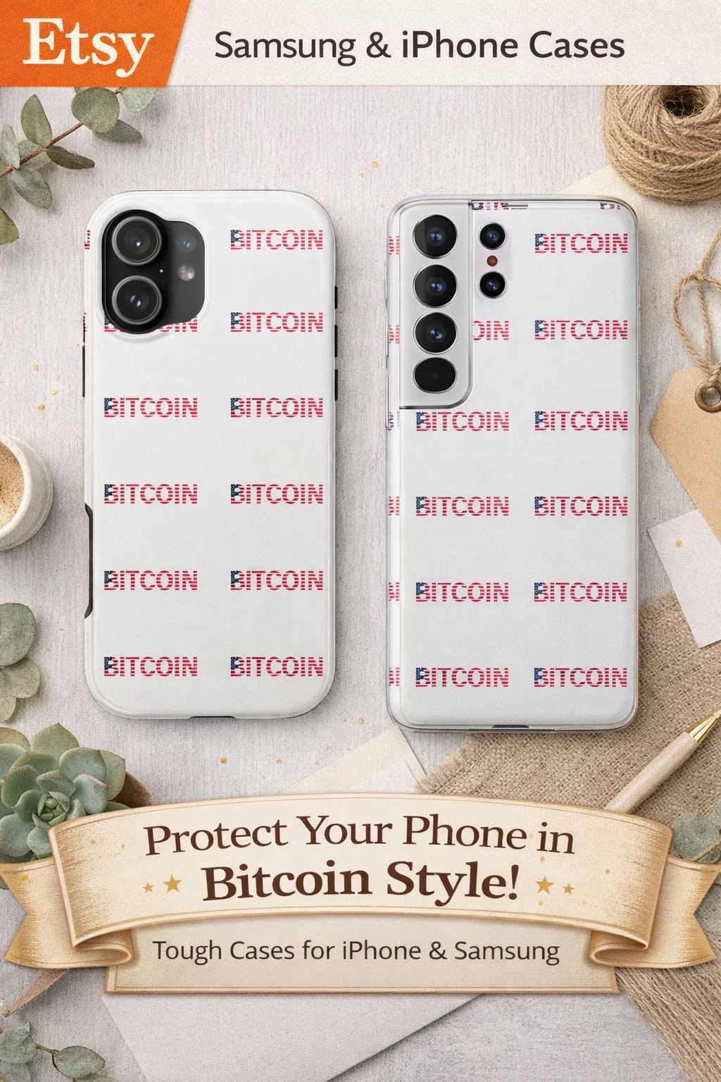 Bitcoin Tough Phone Case | Crypto Phone Case | iPhone and Samsung Case | Glossy Protective Cover | Bitcoin Logo Case