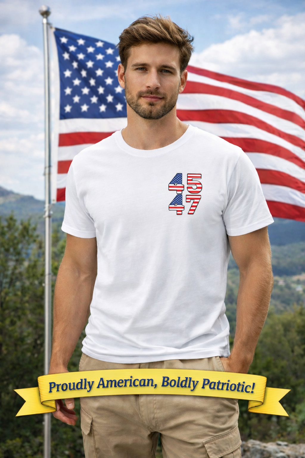 Patriotic 45 47 T-Shirt | USA Flag American Pride Tee  | Fourth of July Shirt | Gift for Republican Patriot | 7 colors - 100% cotton