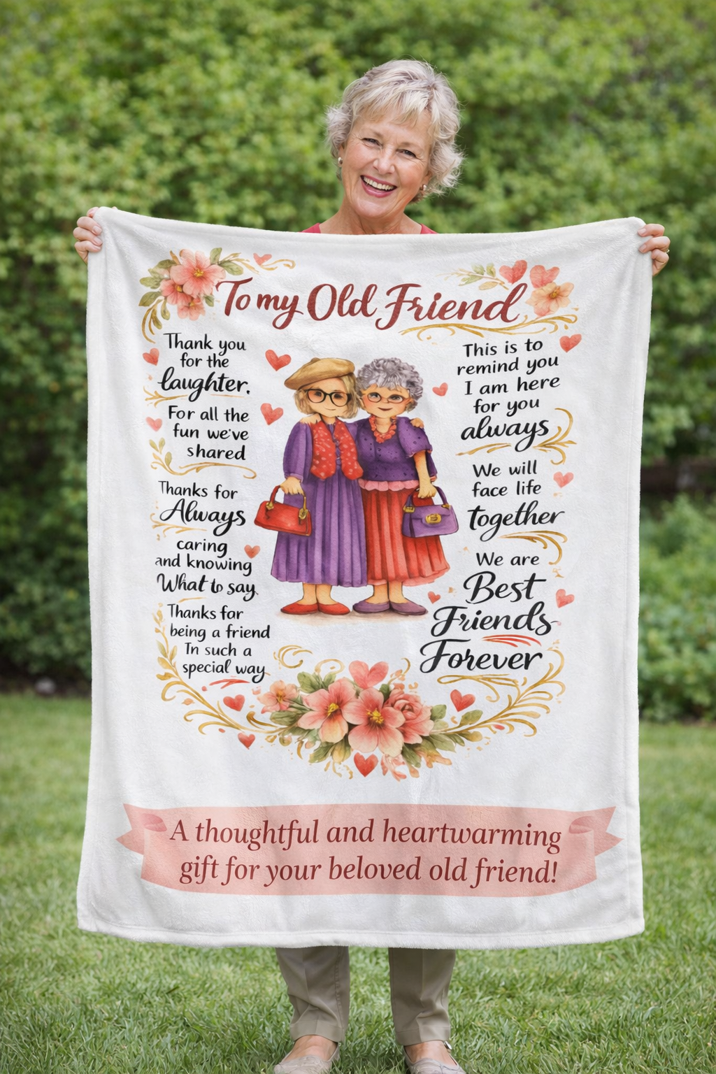 Best Friends Forever Veleveteen Blanket | Friendship Throw Blanket | Best Friend Gift  | Heartwarming Friendship Gift | 3 sizes