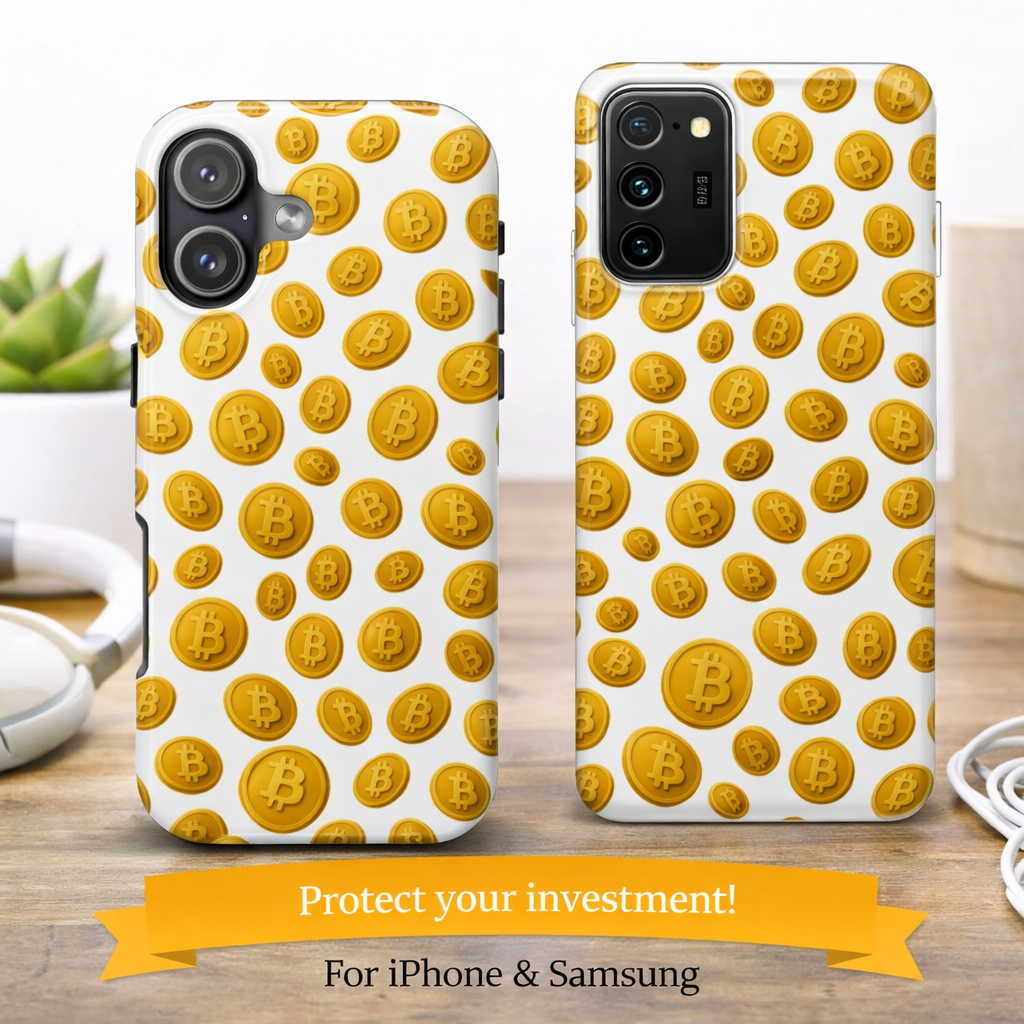 Bitcoin Tough Phone Case | Crypto Coin iPhone Samsung Case | Glossy Protective Phone Cover | Impact Resistant BTC Case