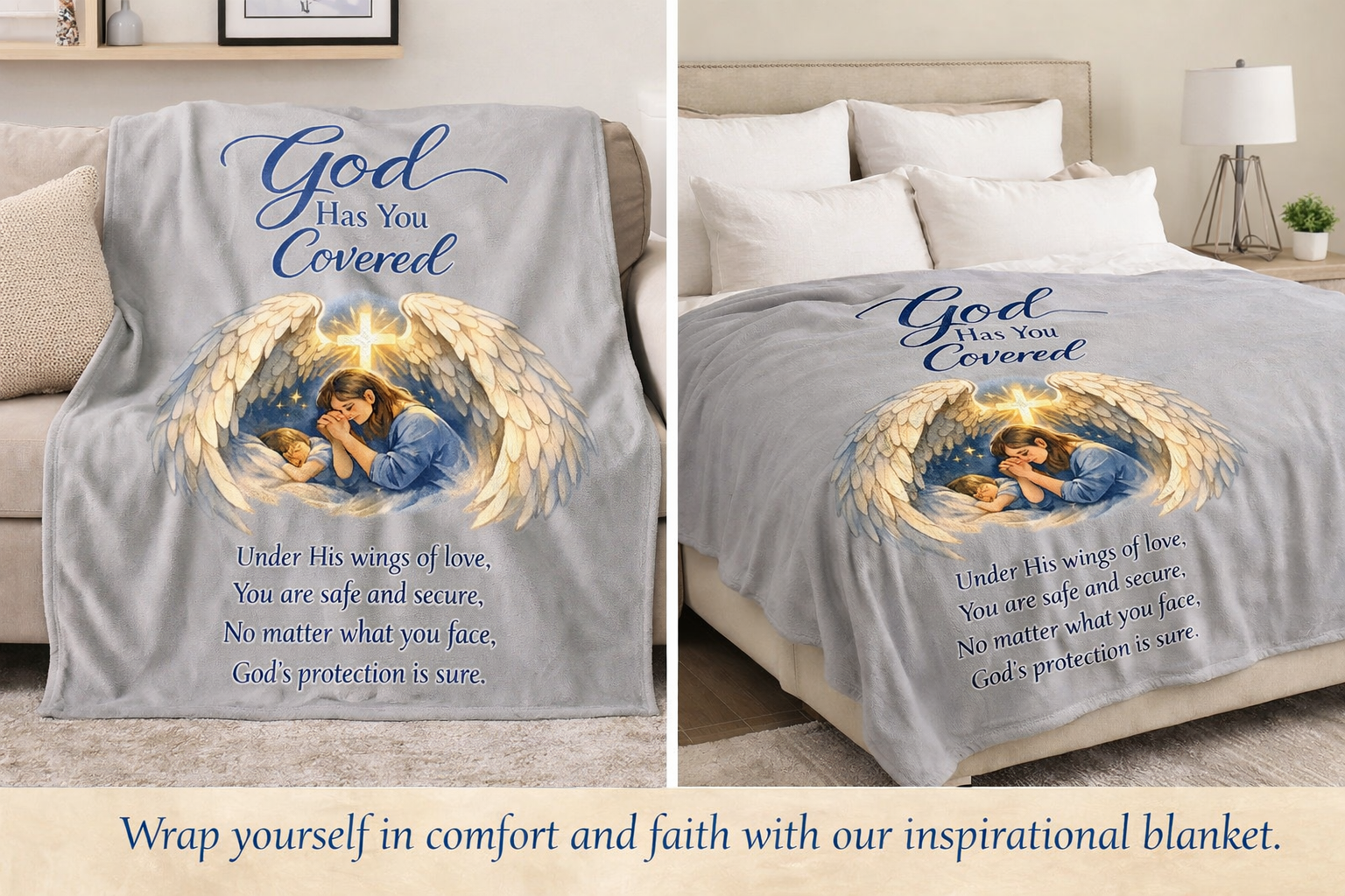God Has You Covered Blanket | Christian Inspirational Throw | Faith-Based Religious Gift | Comfort Blanket for Loved One | 50" x 60"