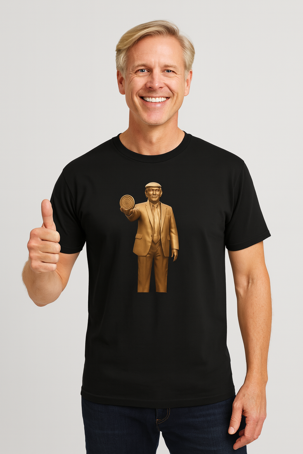 Golden Trump Bitcoin Statue TShirt | Political Crypto Graphic Tee | Bold Pro-Trump Bitcoin Supporter Shirt | 6 colors - 100% cotton