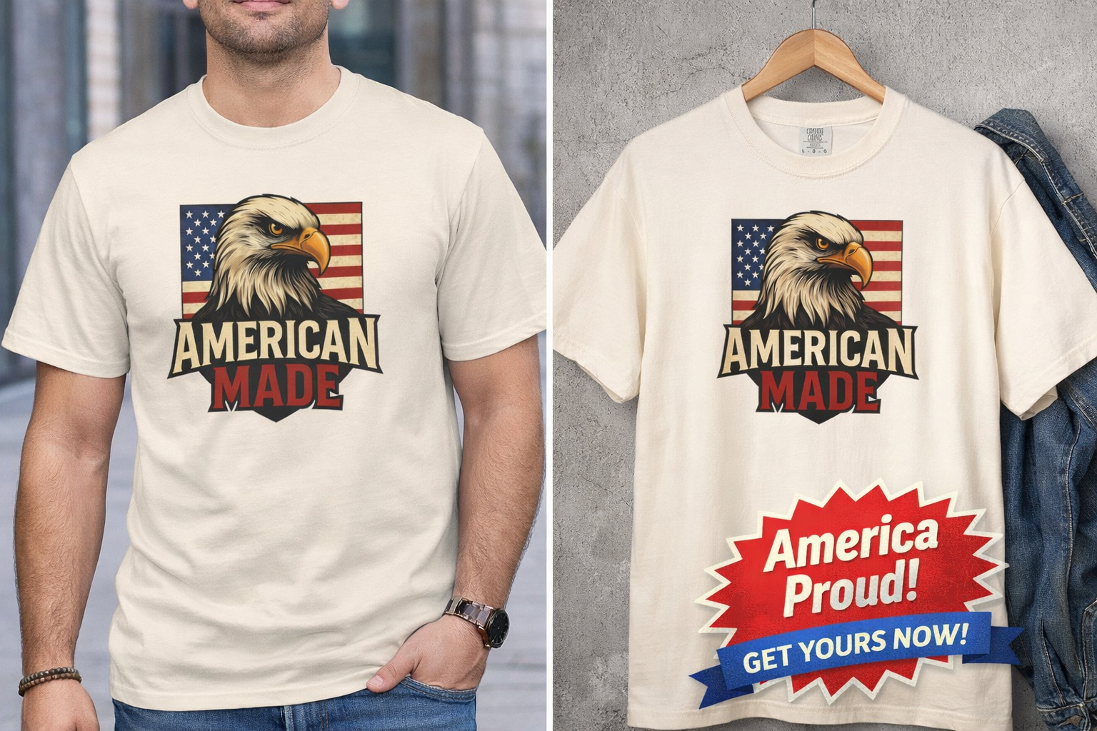 Patriotic Eagle T-Shirt for Freedom Lovers | American Made USA Pride | Gift for Veterans | 4th of July Celebration | 6 colors - 100% cotton