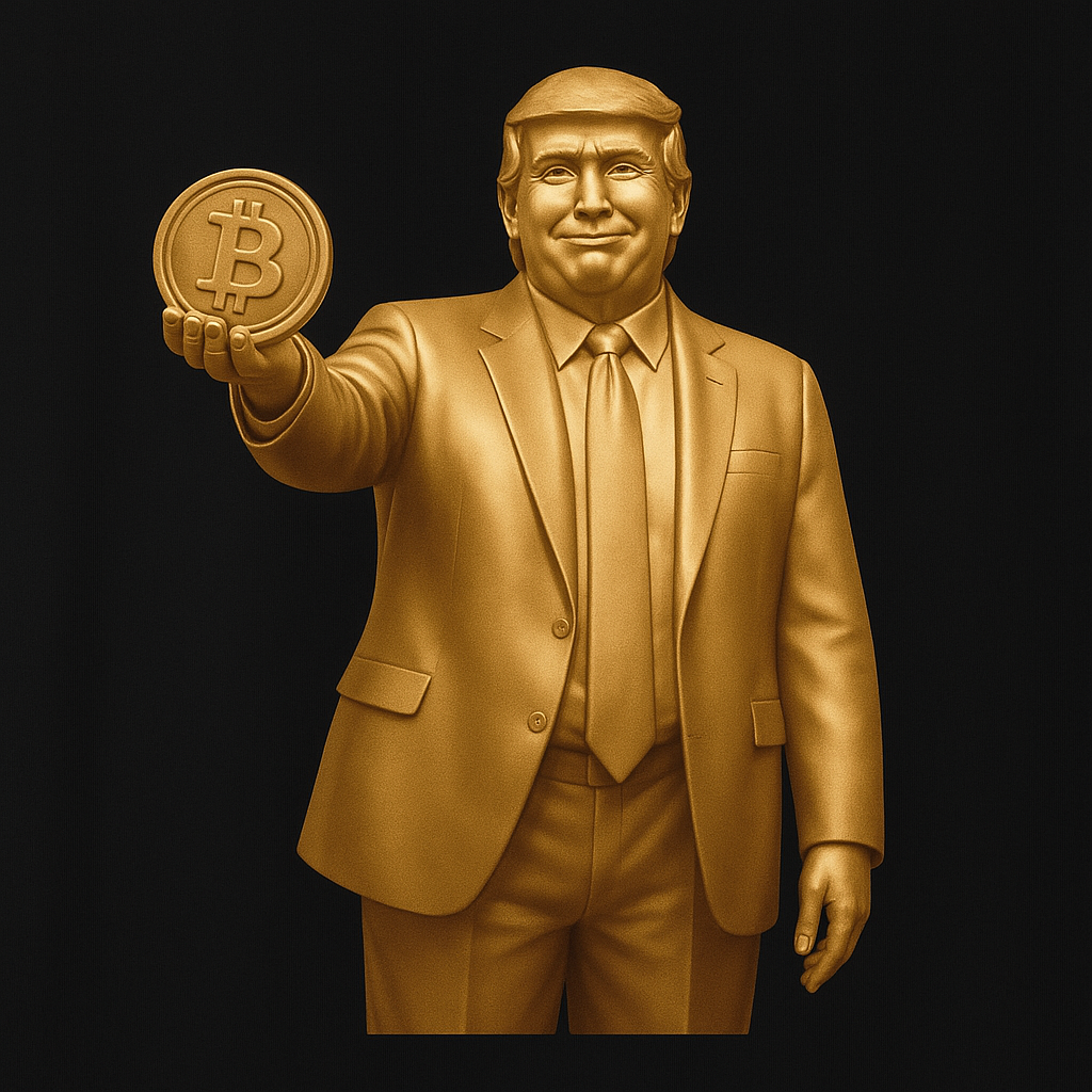 Golden Trump Bitcoin Statue TShirt | Political Crypto Graphic Tee | Bold Pro-Trump Bitcoin Supporter Shirt | 6 colors - 100% cotton
