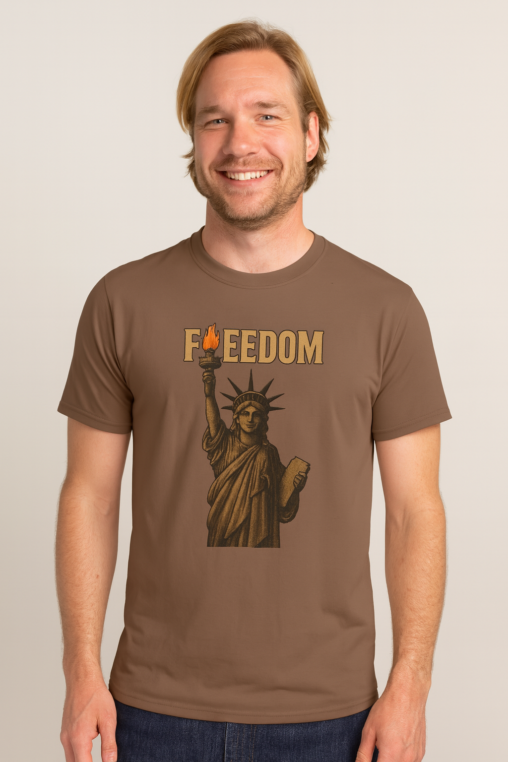 Freedom T-Shirt-Statue of Liberty Torch Graphic | Patriotic USA Tee | 5 colors - 100% cotton