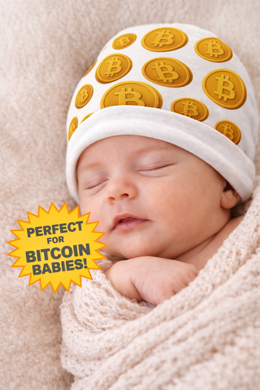 Bitcoin Baby Beanie | Newborn Crypto Hat | Infant Bitcoin Beanie | Baby Shower Gift for Crypto Family
