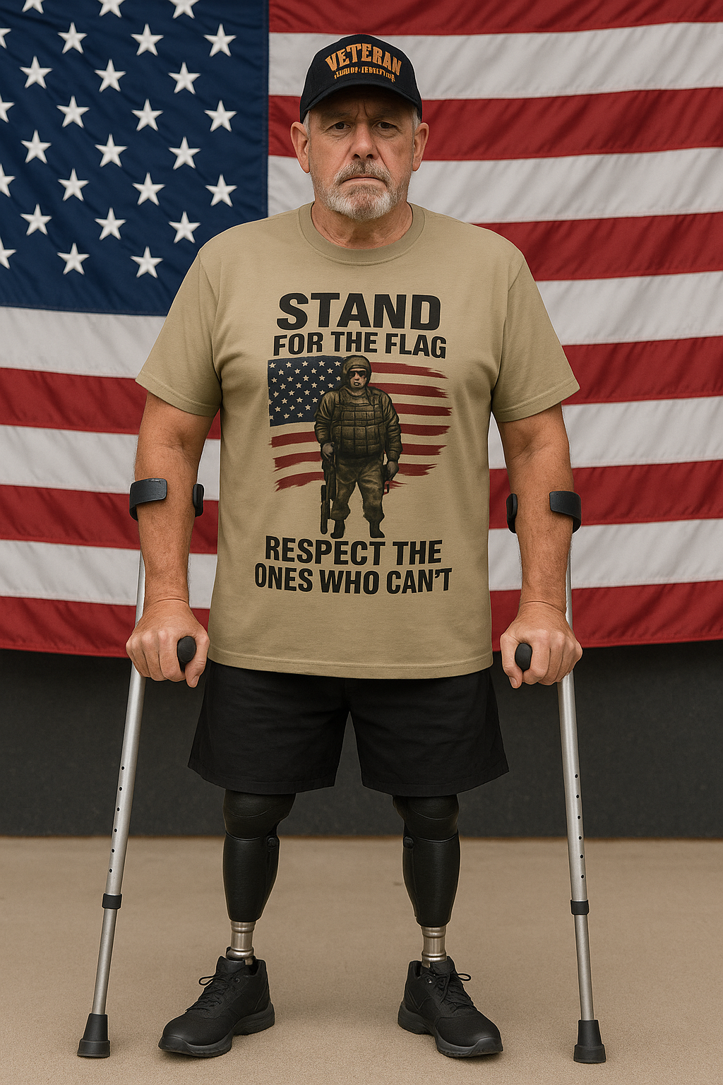 Stand for the Flag Veteran Tee | Patriotic Military Shirt  |  USA Flag Soldier T-Shirt Veterans and Patriots | 5 colors - 100% cotton