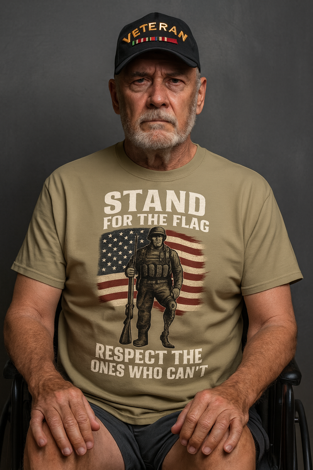 Stand for the Flag Veteran Tee | Patriotic Military Shirt  |  USA Flag Soldier T-Shirt Veterans and Patriots | 5 colors - 100% cotton