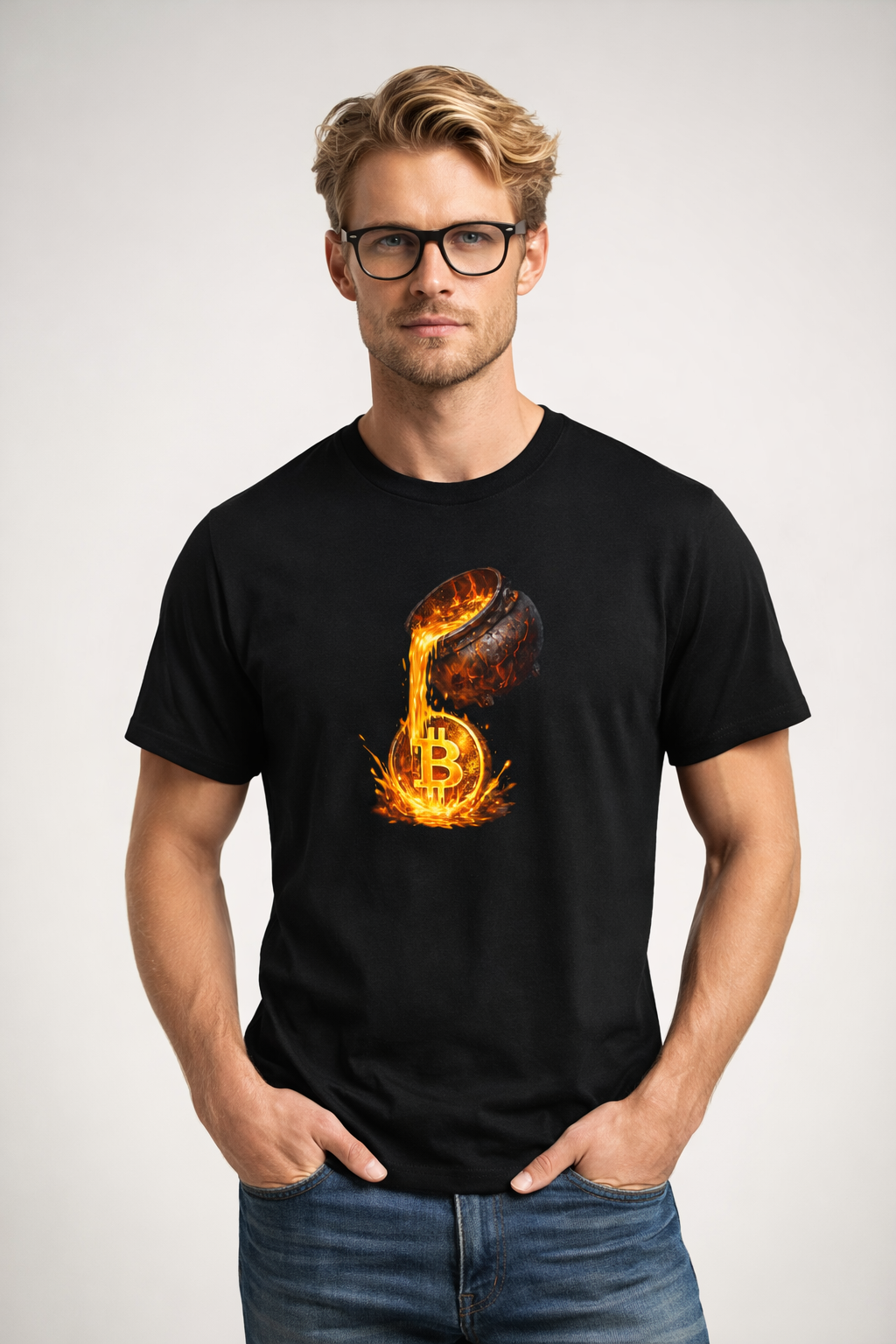 Molten Bitcoin Pour Tshirt | Crypto Lava Gold Graphic Tee | Bitcoin Investor Shirt | 7 colors - 100% cotton