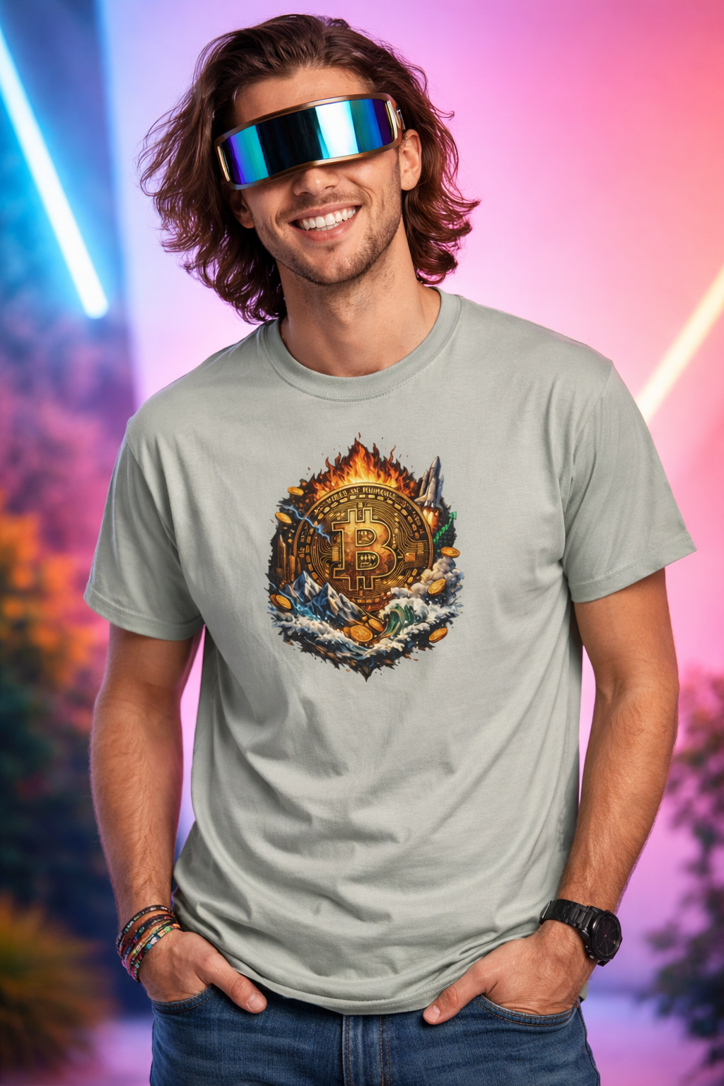Bitcoin Tidal Wave T-Shirt | Futuristic Crypto Graphic Tee | Bitcoin Art Shirt | Crypto Gift for Him | 12 colors - 100% cotton