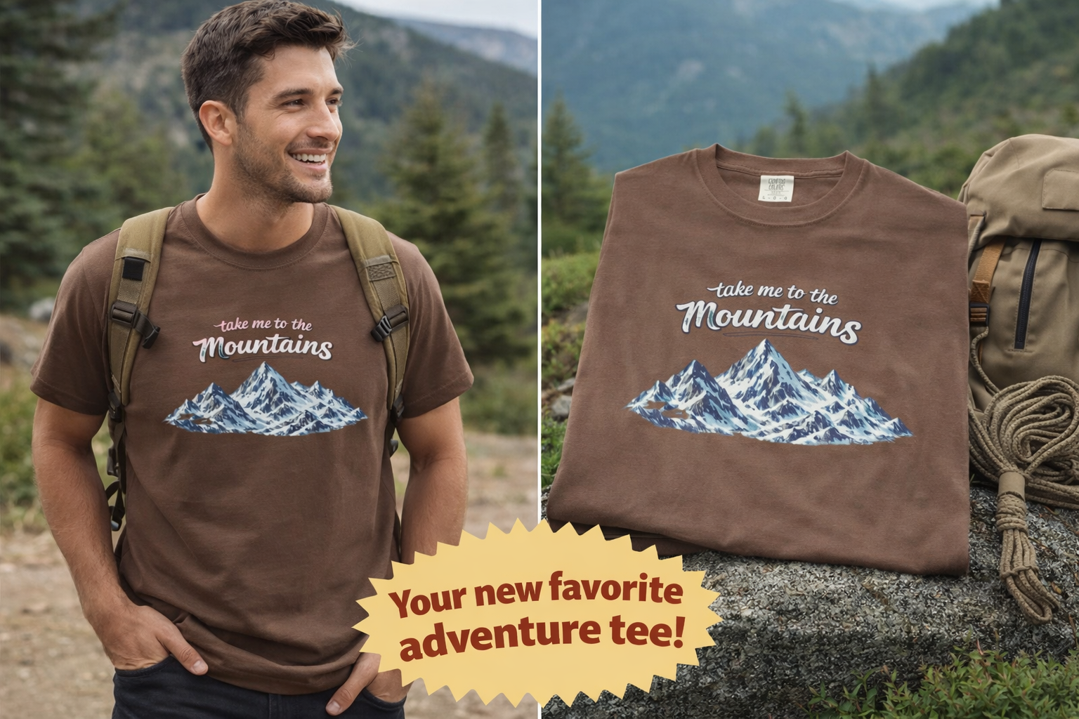 Take Me to the Mountains Shirt | Rustic Mountain Tee | Hiking Nature Lover Gift | Outdoor Adventure T-Shirt | 7 colors - 100% cotton