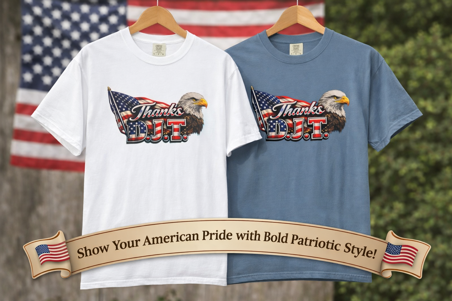 Thanks D.J.T Patriotic Eagle Shirt | American Flag TShirt | USA Pride Tee | Fourth of July Apparel | Patriotic Gift | 7 colors - 100% cotton