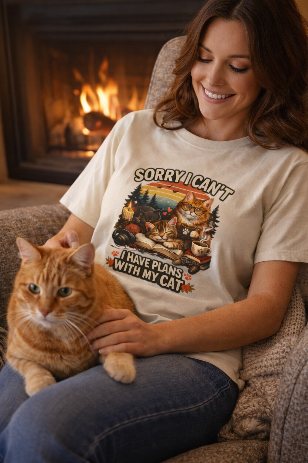 Sorry I Can't I Have Plans With My Cat TShirt | Funny Cat Lover Shirt | Cat Mom Tee | Gift for Cat Owners | 11 colors - 100% cotton