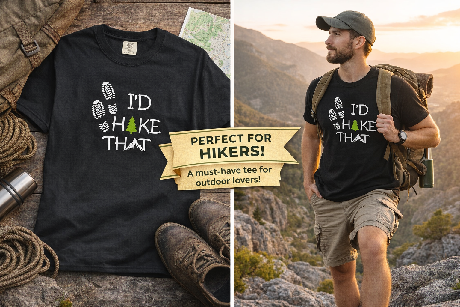 I'd Hike That Shirt | Outdoor Lover Gift | Camping Shirt | Nature Graphic Tee | Trail Shirt | Adventure T-Shirt | 7 colors - 100% cotton