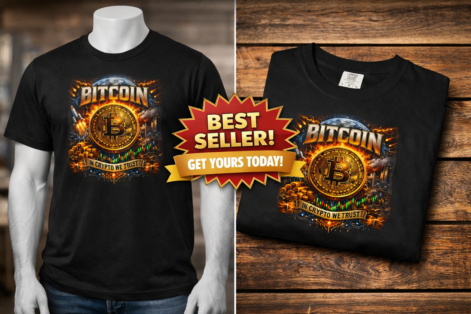 Bitcoin T-Shirt | Crypto Investor Shirt | In Crypto We Trust Tee | Gift for Crypto Trader | BTC Lover Apparel | 4 colors - 100% cotton
