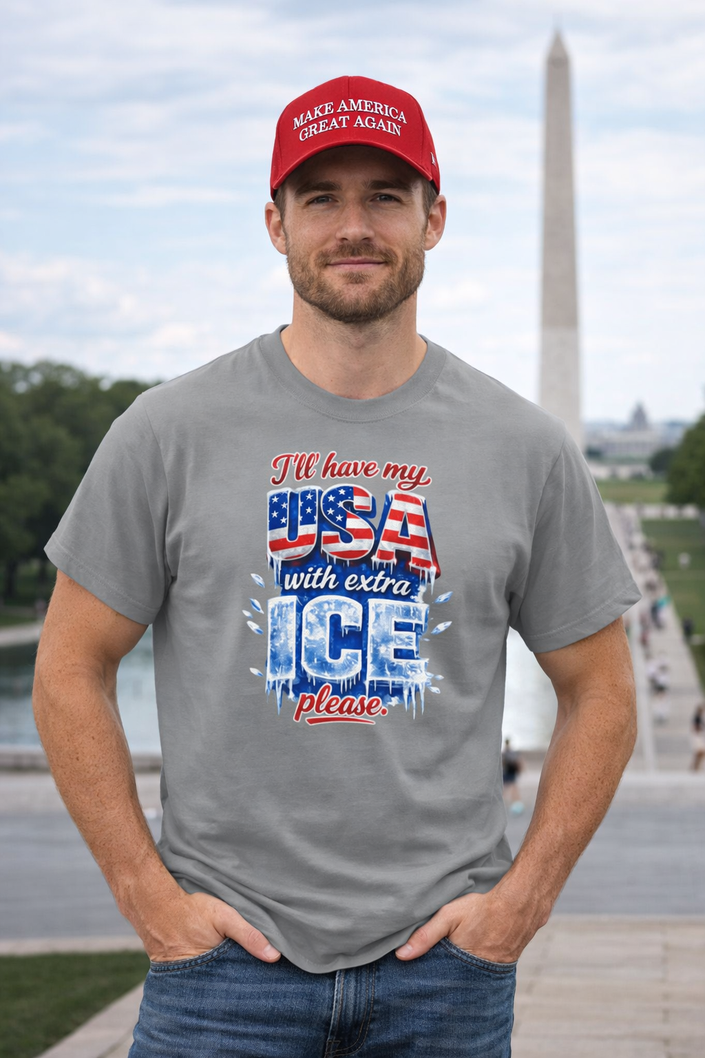 Patriotic "USA With Extra ICE" Shirt | Men's Patriotic T-Shirt | Pro Ice Merch | USA Pride Apparel | 6 colors - 100% cotton